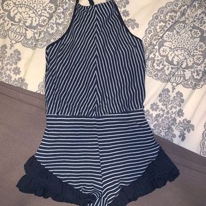 Navy Striped Romper!